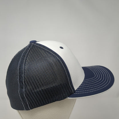 Pacific Headwear Fitted Trucker Hat Blue 6 7/8-7 3/8 Mesh Back 6 Panel Blank