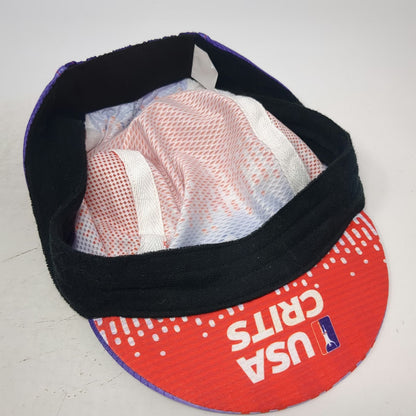 Jakroo 5 Panel Cap Purple Red L/XL USA Crits Cycling Hat Flip Up Brim Polyester