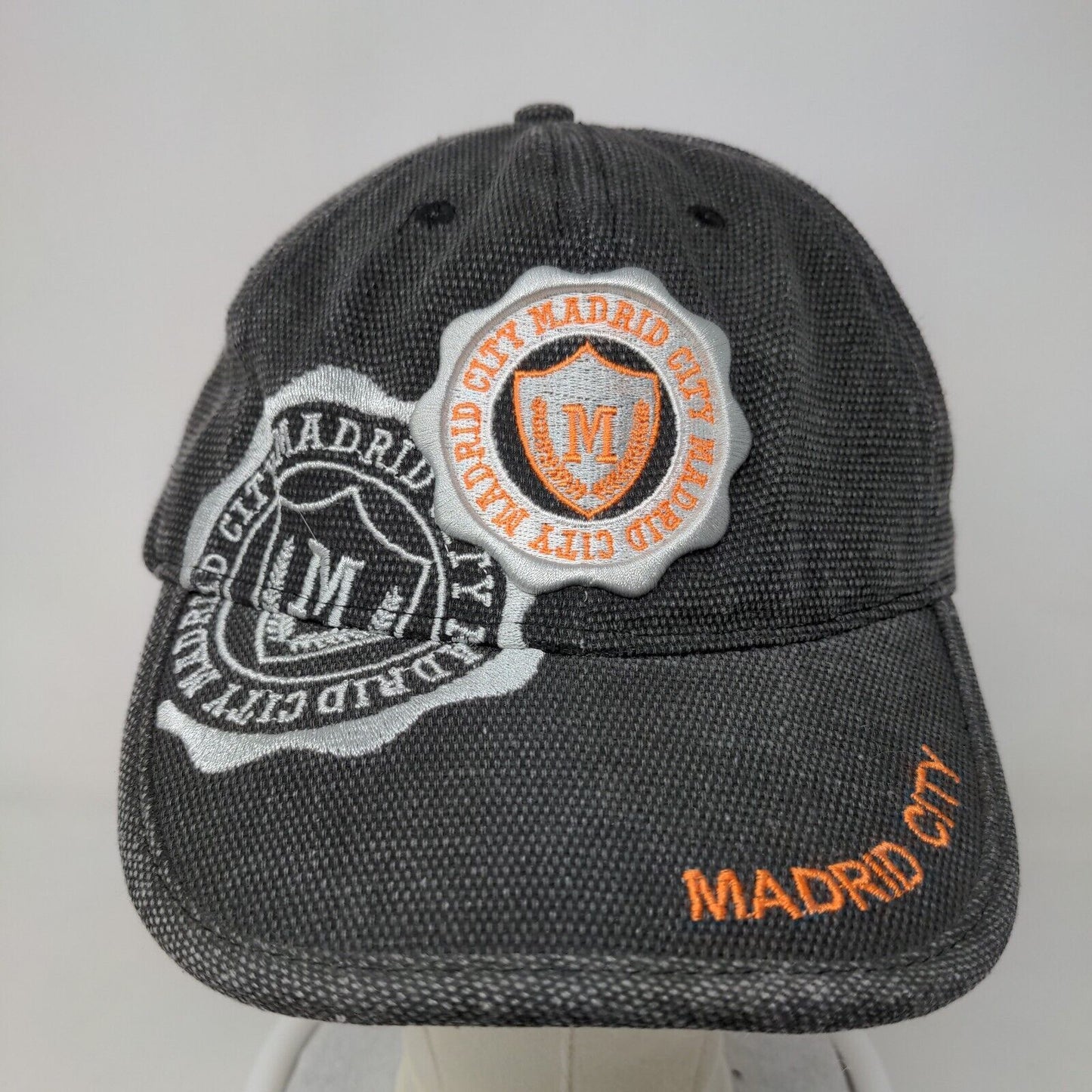 Madrid City Men's Strapback Hat Gray Adjustable Embroidered Spell Out Logo