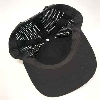 LinQ Snapback Hat Black One Size Adjustable Laser Cut Perforated Solid