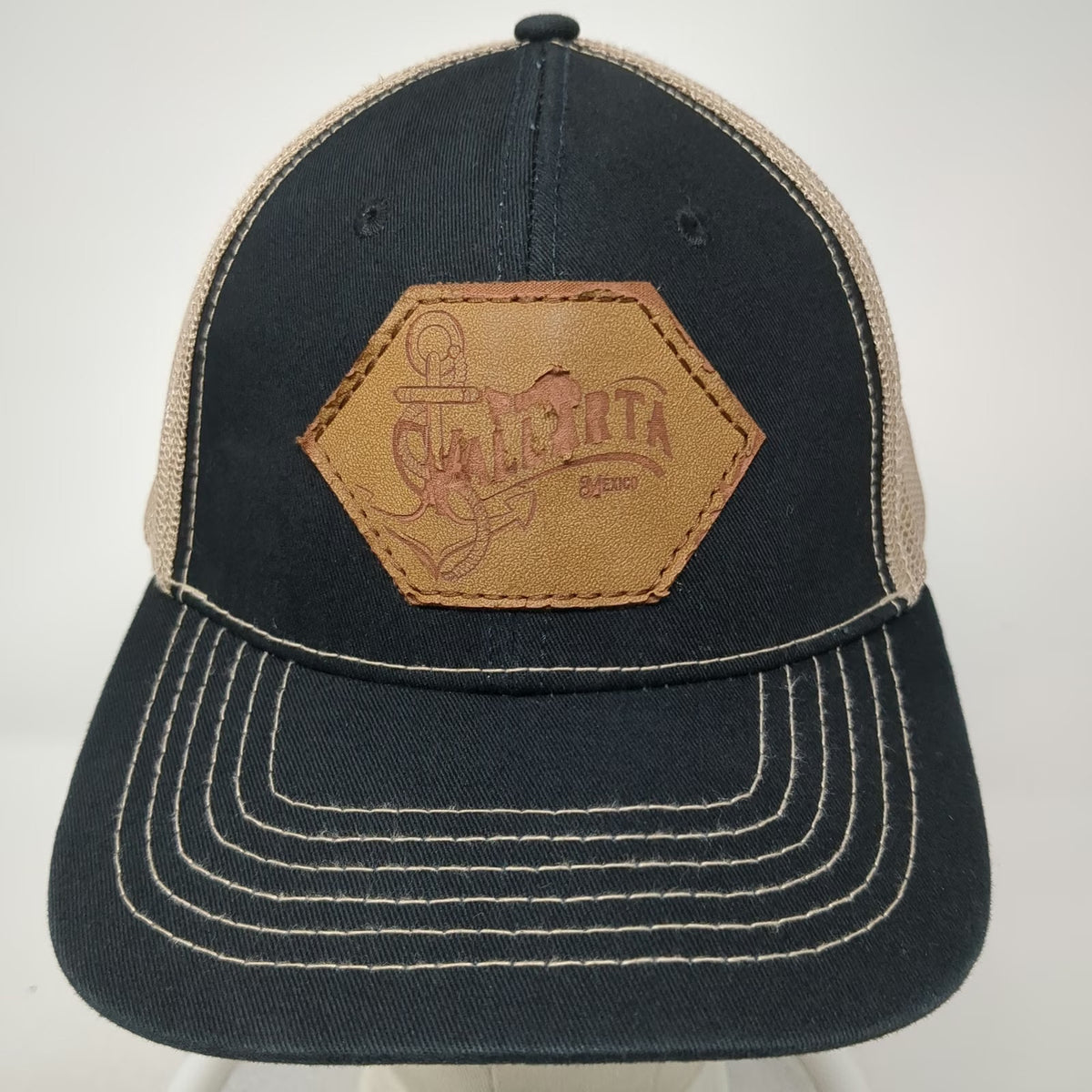Invasion Trucker Hat Black OSFM Puerto Vallarta Mexico Anchor Patch Mesh Back