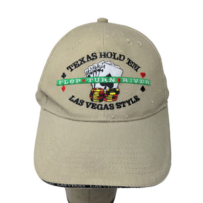 Surfware Men's Strapback Hat Tan OSFA Embroidered Texas Hold'em Las Vegas