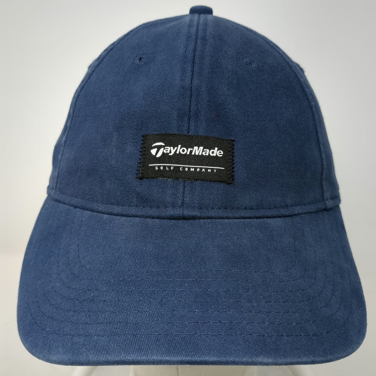 TaylorMade Blue Baseball Cap M Golf Hat Stretch Fit Front Patch Logo Curved Brim