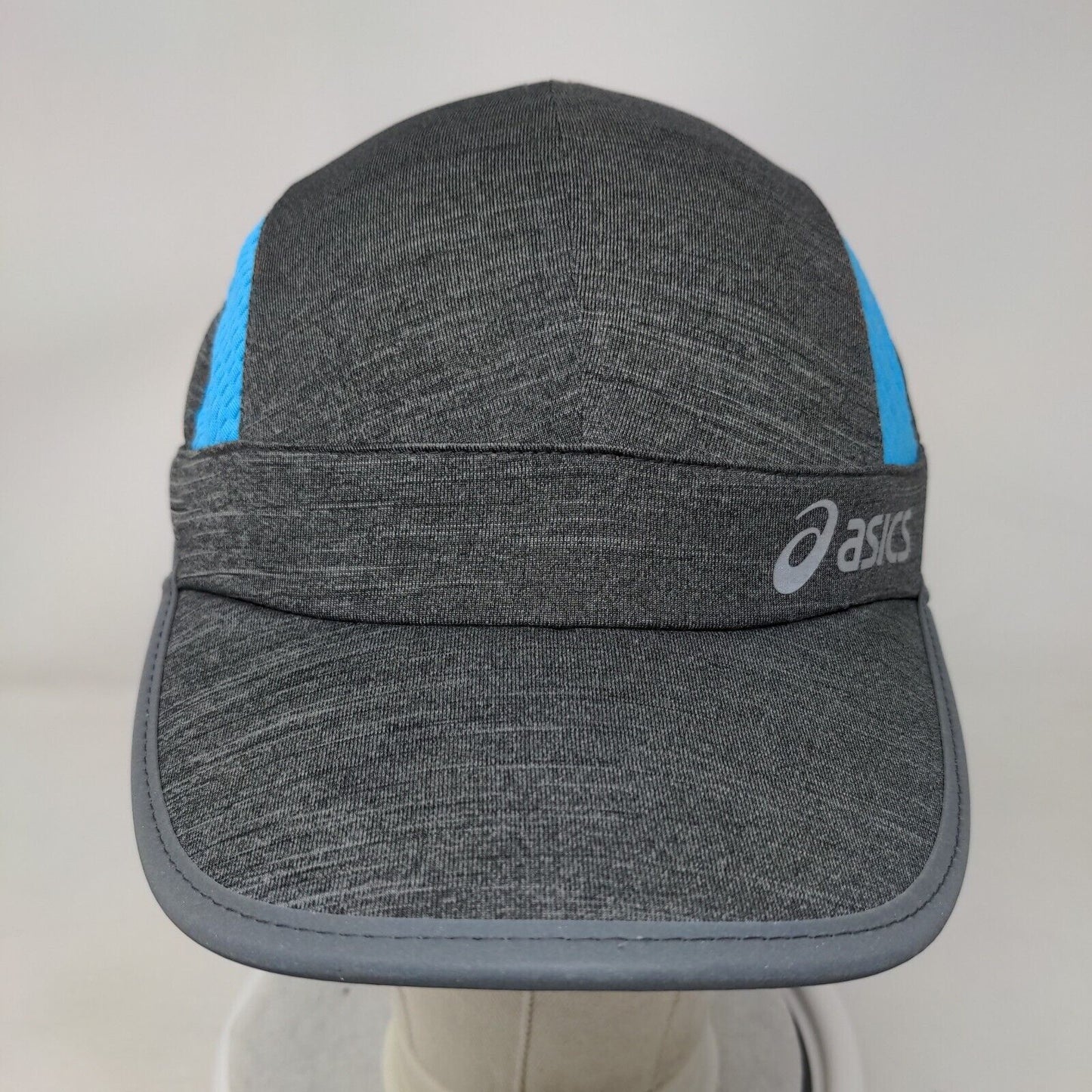 Asics Strapback Hat Gray One Size Adjustable Mesh Colorblock Performance