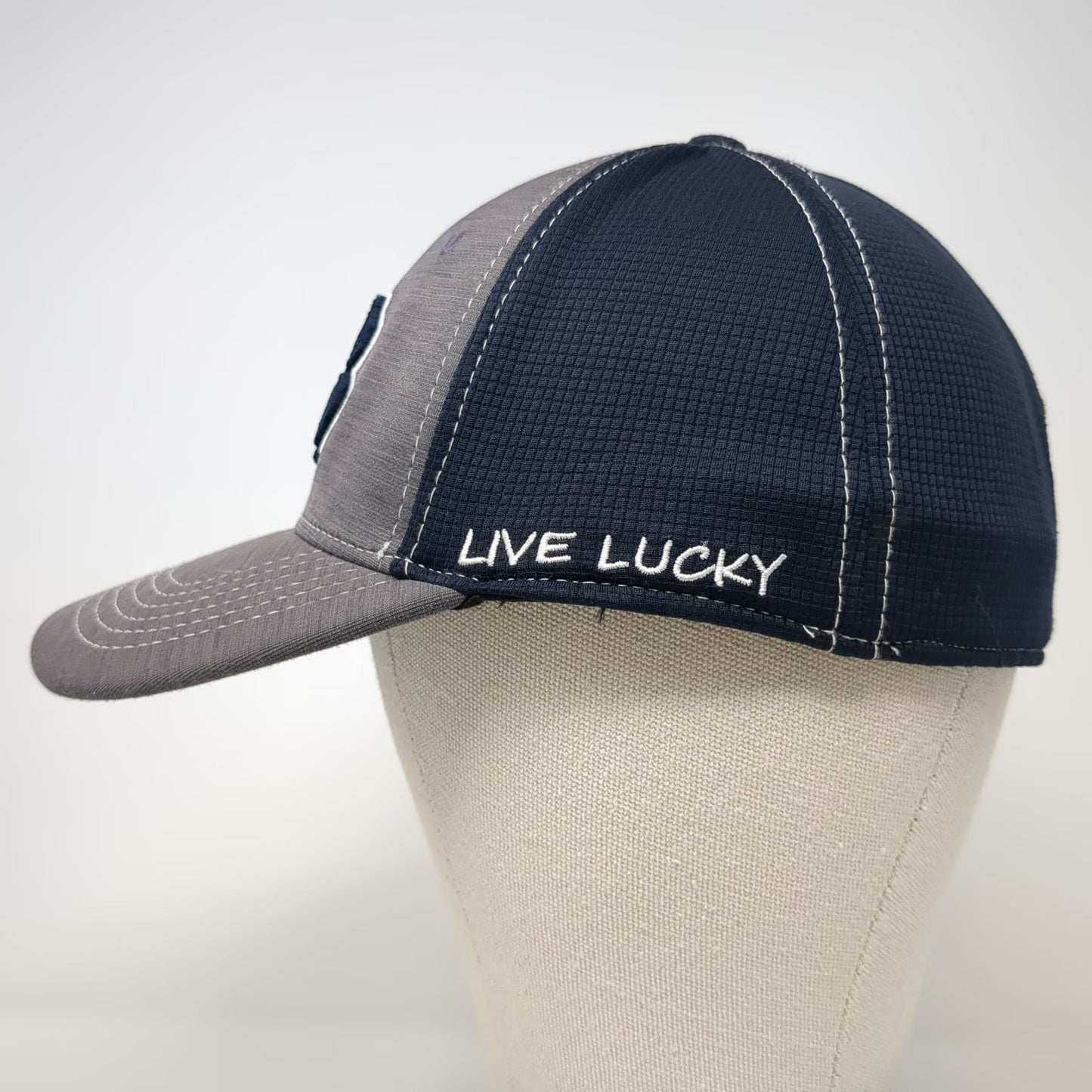 Black Clover Baseball Cap Blue M Live Lucky Clover Logo Fitted Stretch Hat