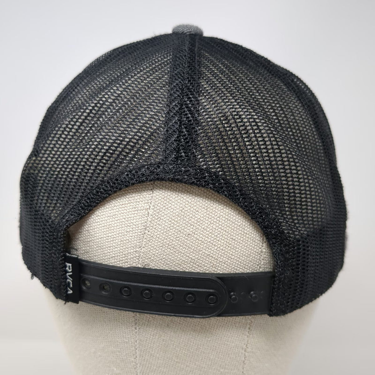 RVCA Trucker Hat Gray One Size Herringbone Diamond Logo Patch Snapback Mesh