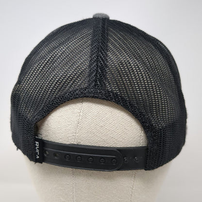 RVCA Trucker Hat Gray One Size Herringbone Diamond Logo Patch Snapback Mesh