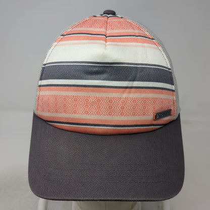 Columbia Trucker Hat Gray Orange White Striped One Size Mesh Back Snapback