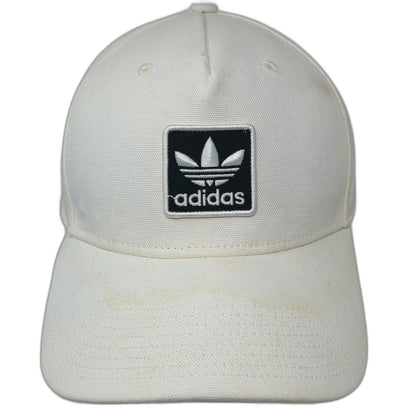 Adidas 5 Panel White Hat One Size Snapback Trefoil Logo Patch Cotton Athletic