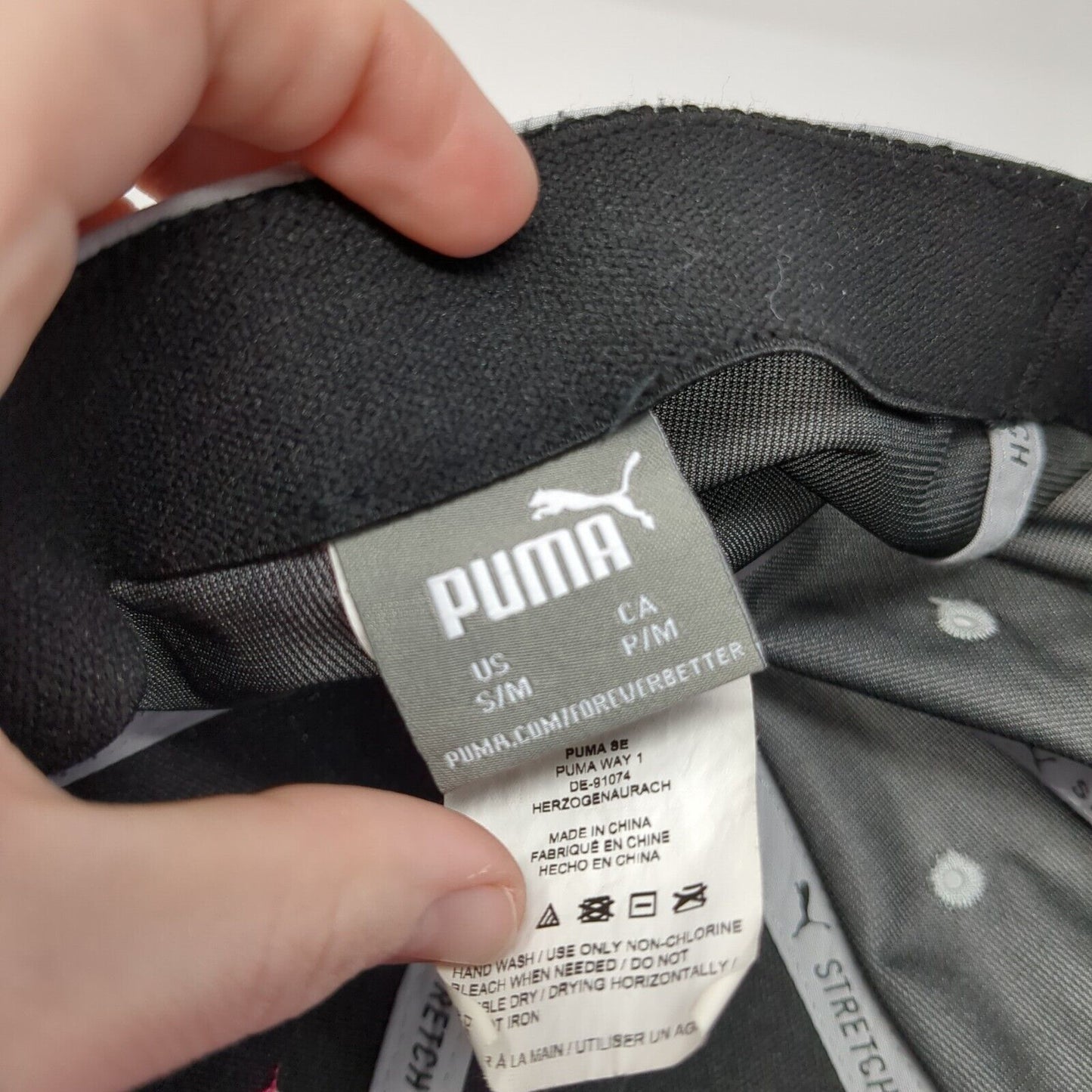 PUMA Fitted Hat Gray Small/Medium Embroidered Logo 6 Panel Stretch