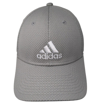 Adidas Fitted Hat Gray S/M Embroidered 3 Stripes 6 Panel Vent Holes