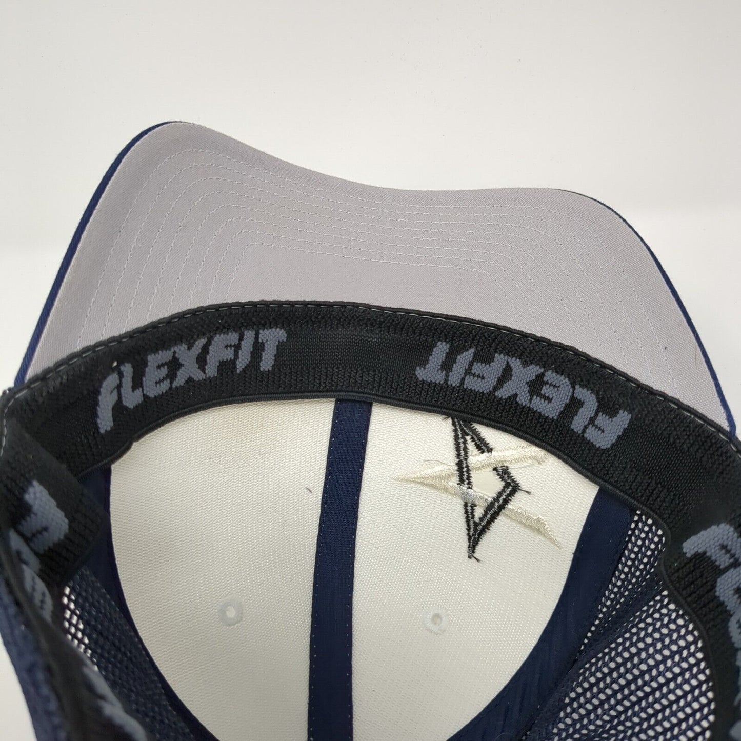 Flexfit Fitted Trucker Hat Blue One Size Mesh Back Embroidered 6 Panel Yupoong
