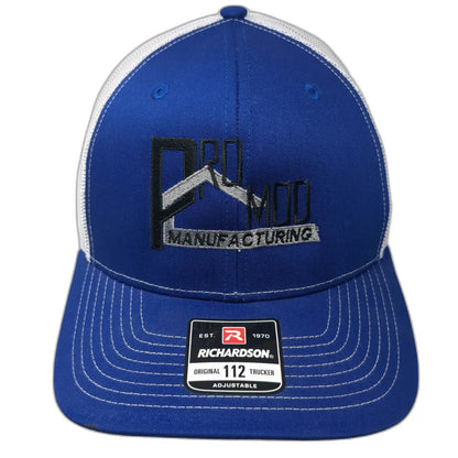 Richardson Trucker Hat Blue White OSFM Snapback Pro Mod Manufacturing 112 Mesh