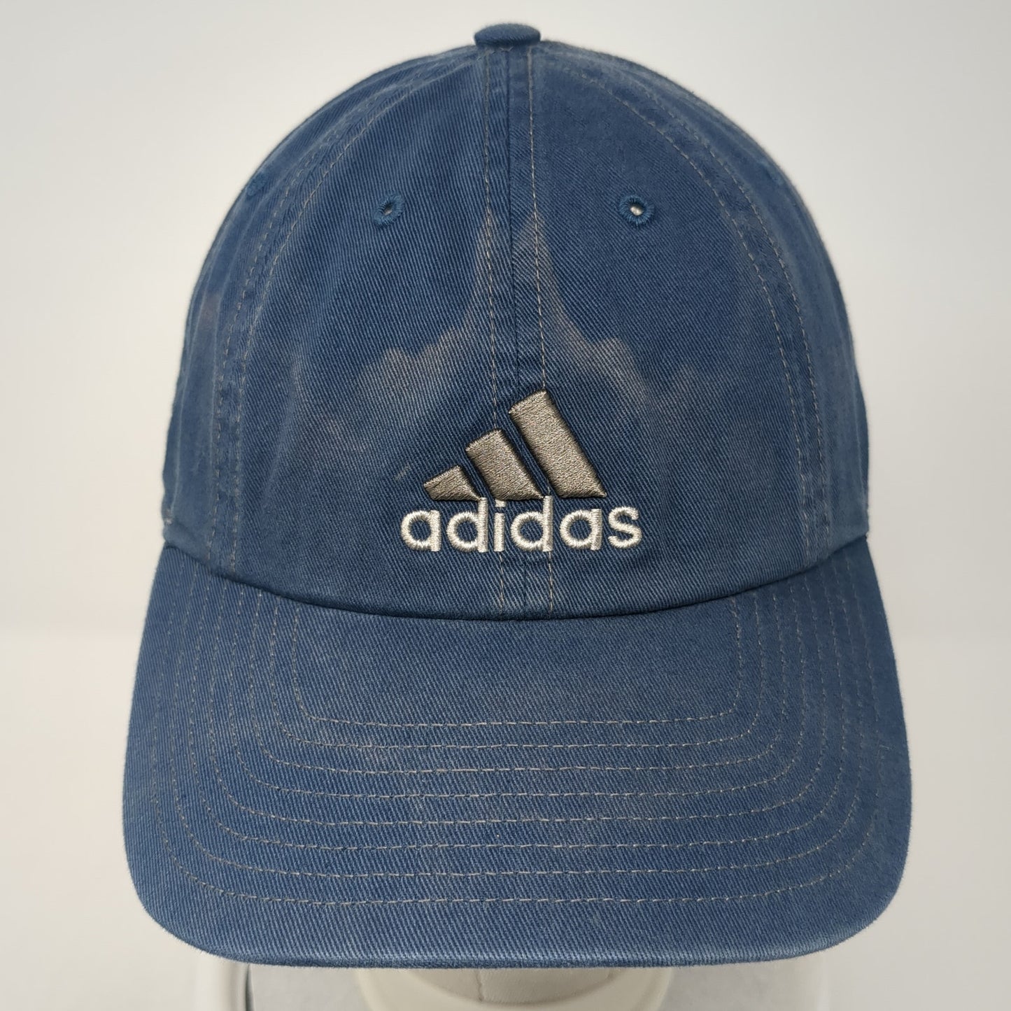 Adidas Slideback Hat Blue One Size Embroidered 3 Stripes Logo Adjustable