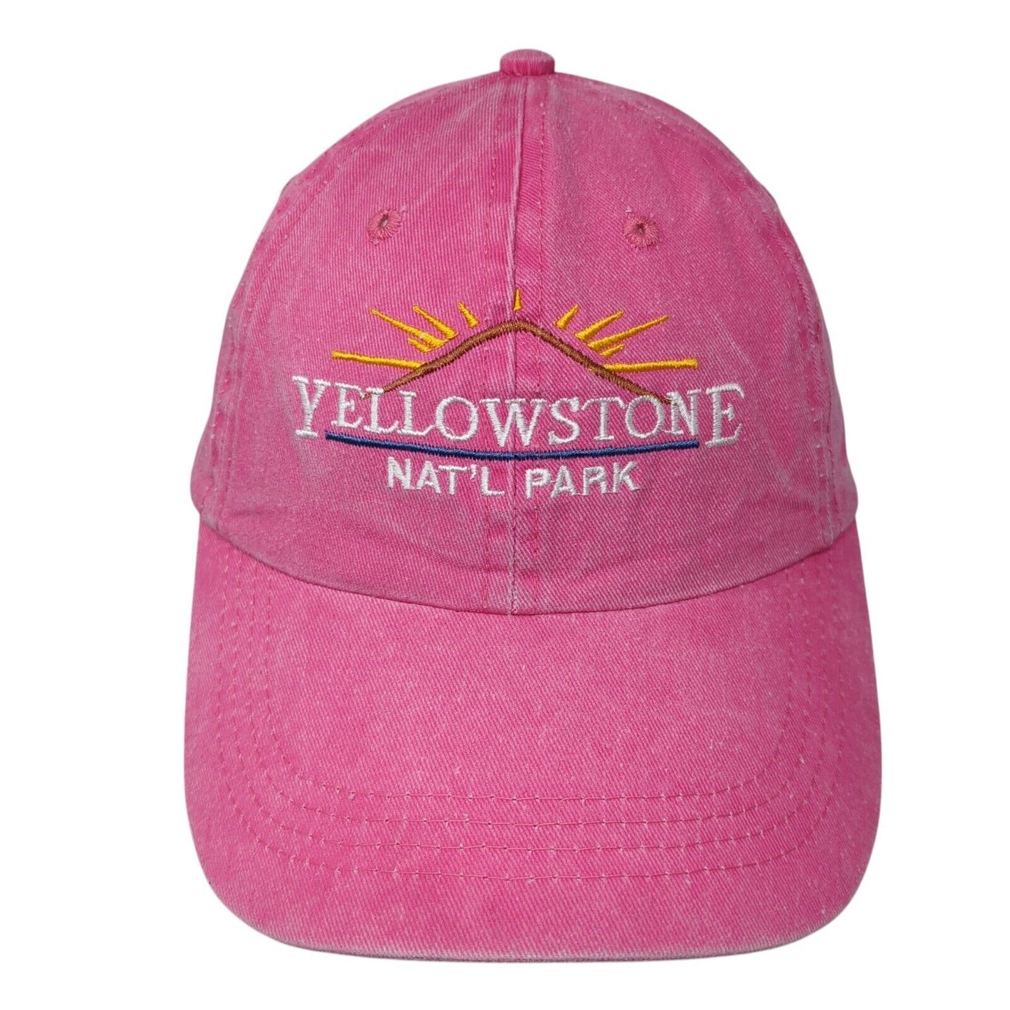 Yellowstone Nat'l Park Strapback Hat Pink One Size Adjustable Top Image USA