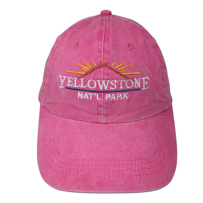 Yellowstone Nat'l Park Strapback Hat Pink One Size Adjustable Top Image USA