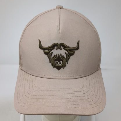 Waggle Trucker Hat Beige One Size Highland Cow Bull Perforated Golf Snapback