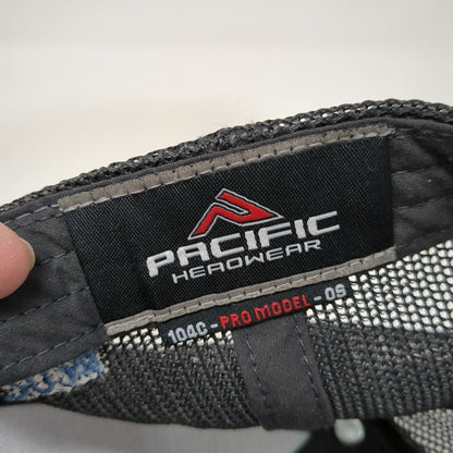 Pacific Headwear Trucker Hat Gray Blue One Size Employee Owner Mountain Mesh