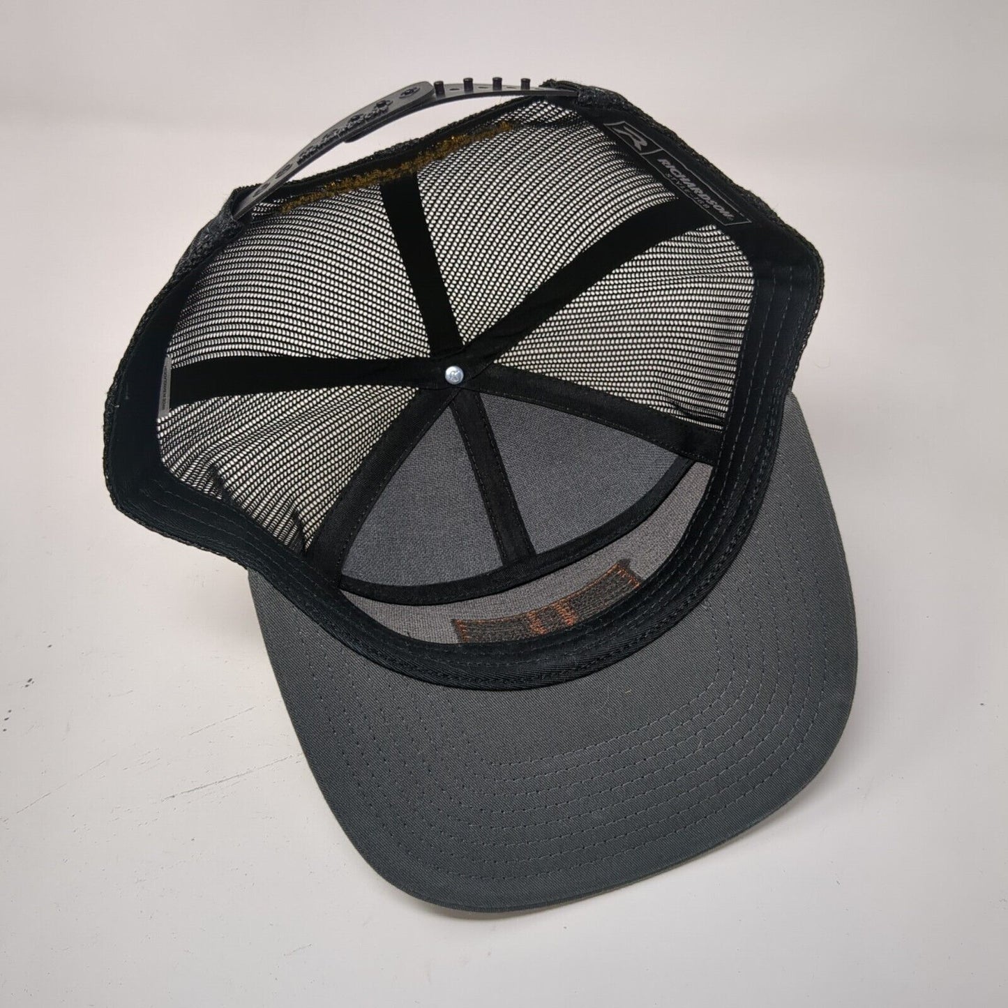 Trinity Snapback Trucker Hat Gray OSFA Mesh Back Leather Patch Richardson