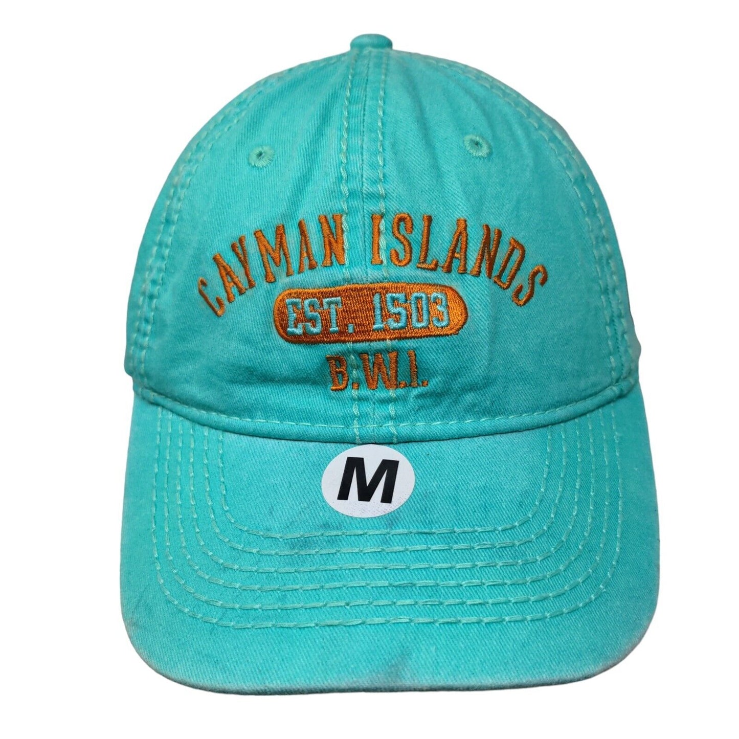 Cayman Islands Strapback Hat Blueish Green Medium Embroidered W/Tags