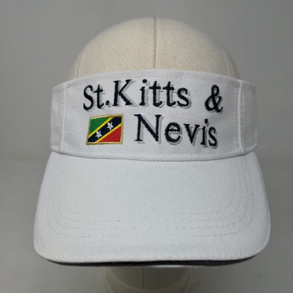 St. Kitts & Nevis Men's Strapback Sun Visor Cap Hat White Size 58CM Embroidered