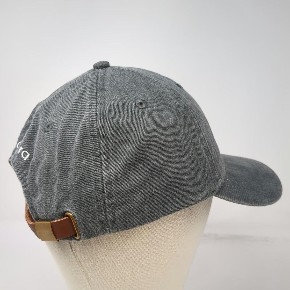 Adams Baseball Cap Gray One Size Leather Strapback Owl Logo Samsara Hat
