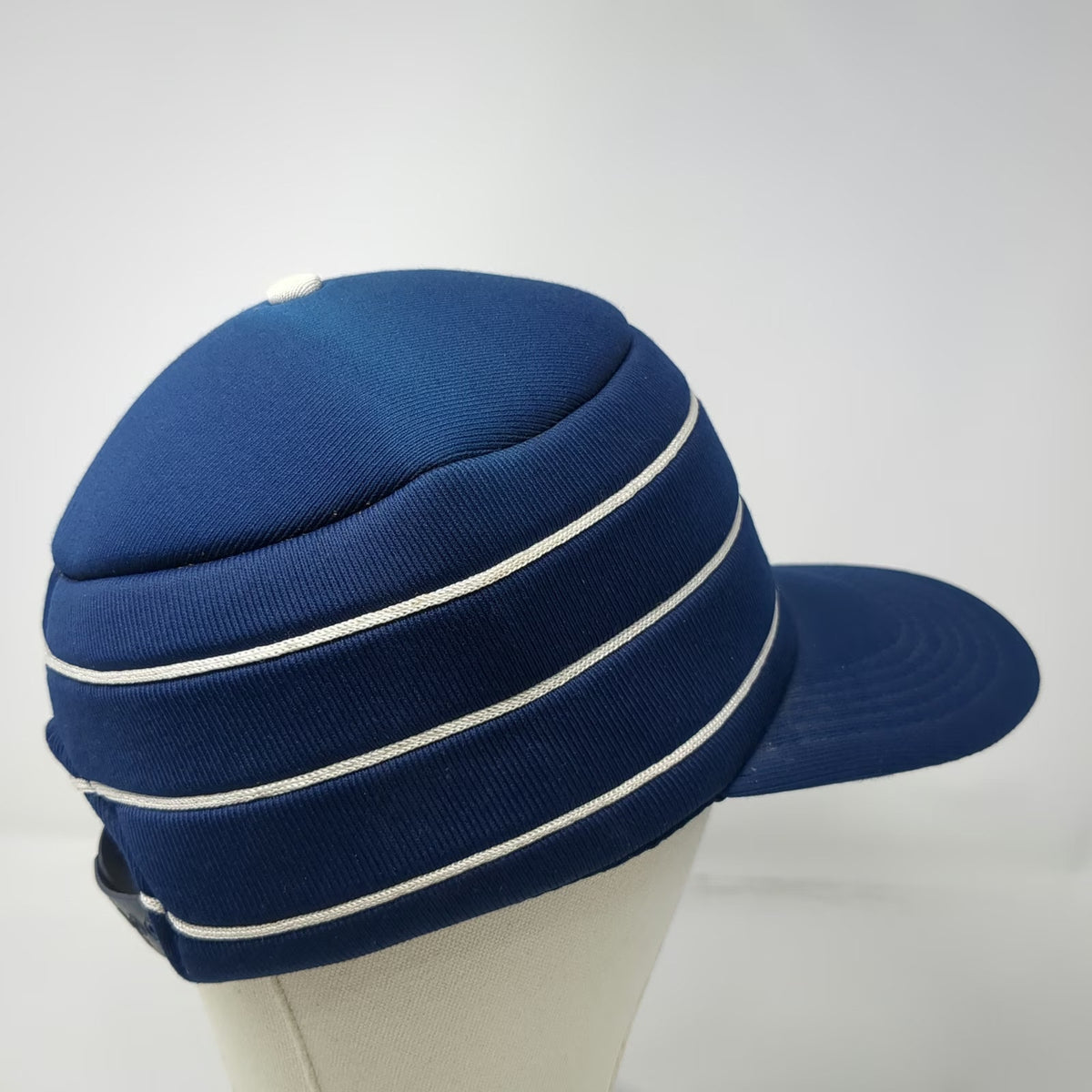 Blue Army Cap 7 5/8 Snapback Striped Padded Polyester Hat Triple White Stripes