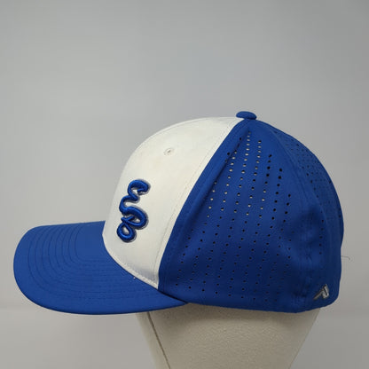 EB East Boise Fitted Hat Blue Medium Laser Cut Colorblock Pacific Headwear