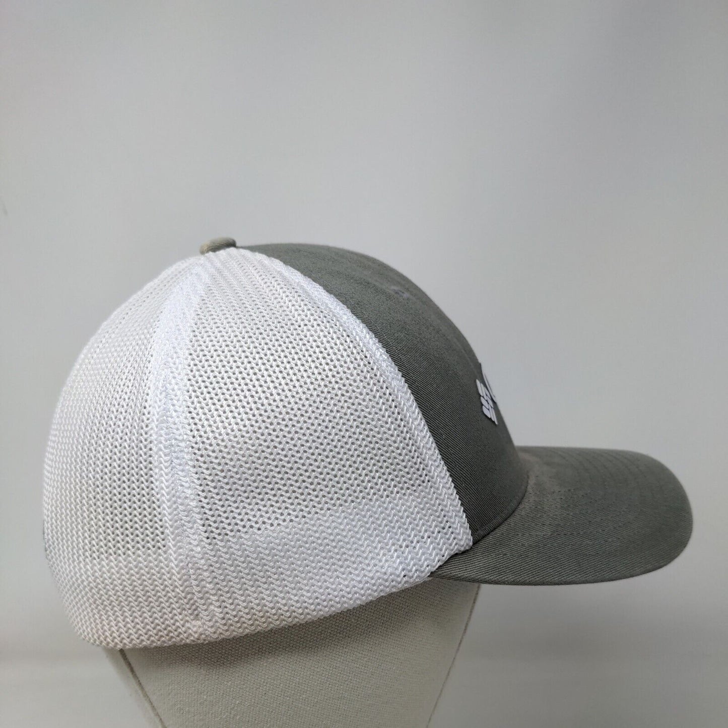 Columbia PFG Fitted Trucker Hat Gray S/M Mesh Back Vented Holes 6 Panel Cotton