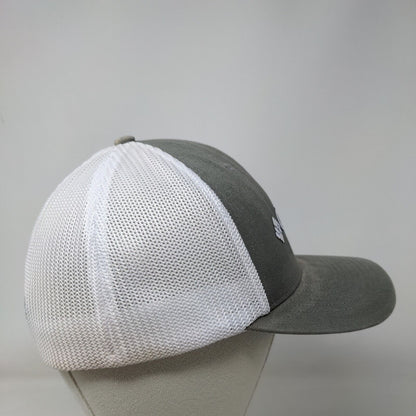 Columbia PFG Fitted Trucker Hat Gray S/M Mesh Back Vented Holes 6 Panel Cotton