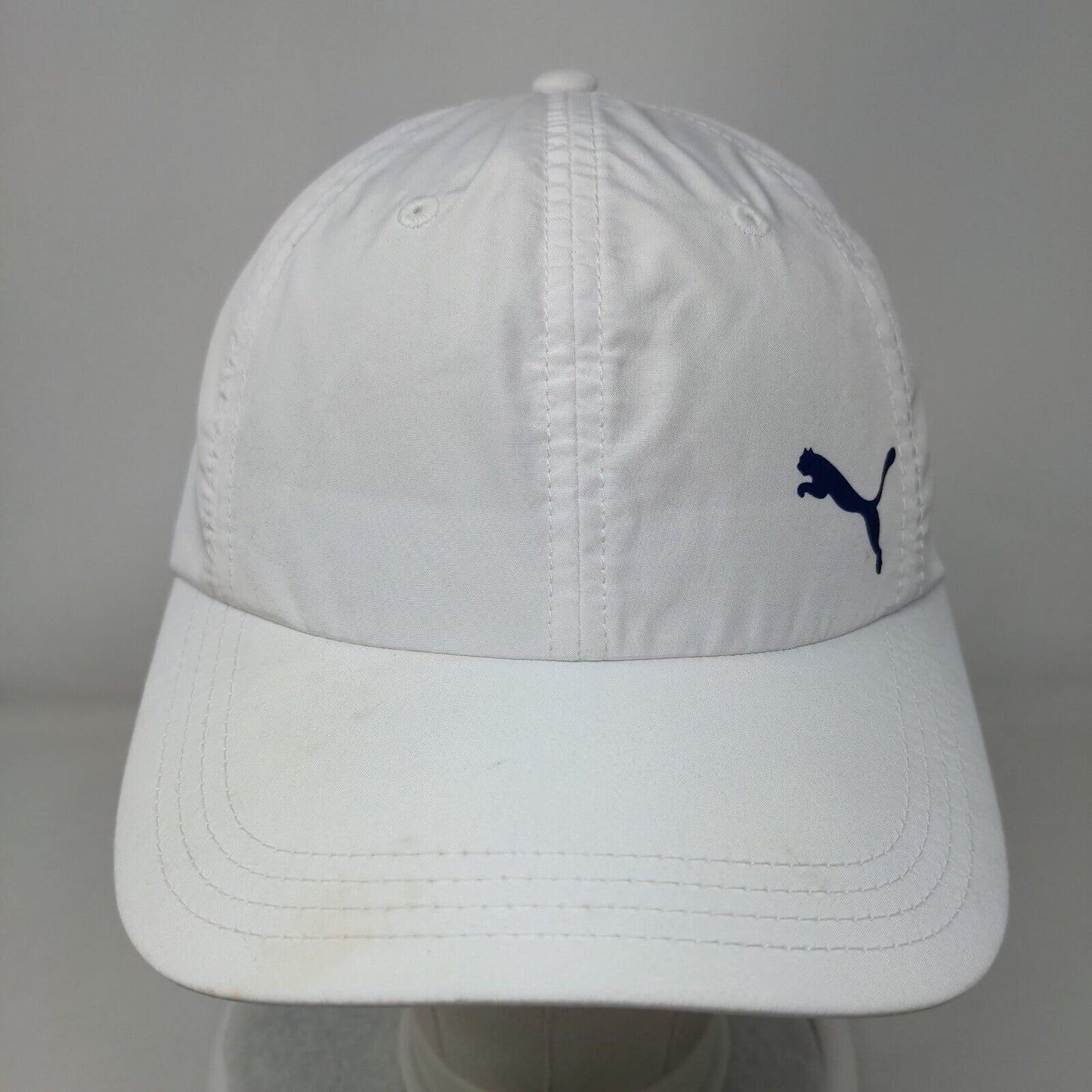 PUMA Slideback Hat White OSFA Adjustable Vented Holes 6 Panel Polyester