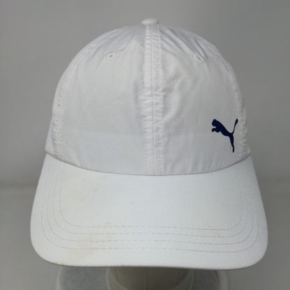 PUMA Slideback Hat White OSFA Adjustable Vented Holes 6 Panel Polyester