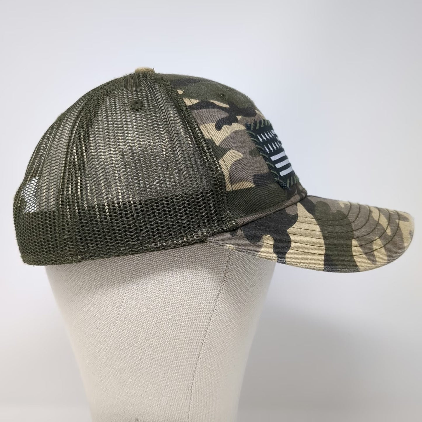 Symmetree Green Trucker Hat One Size Bigfoot American Flag Pine Tree Camo