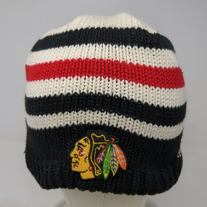 Chicago Blackhawks NHL Reebok Beanie Black White Red One Size Fleece Lined Hat