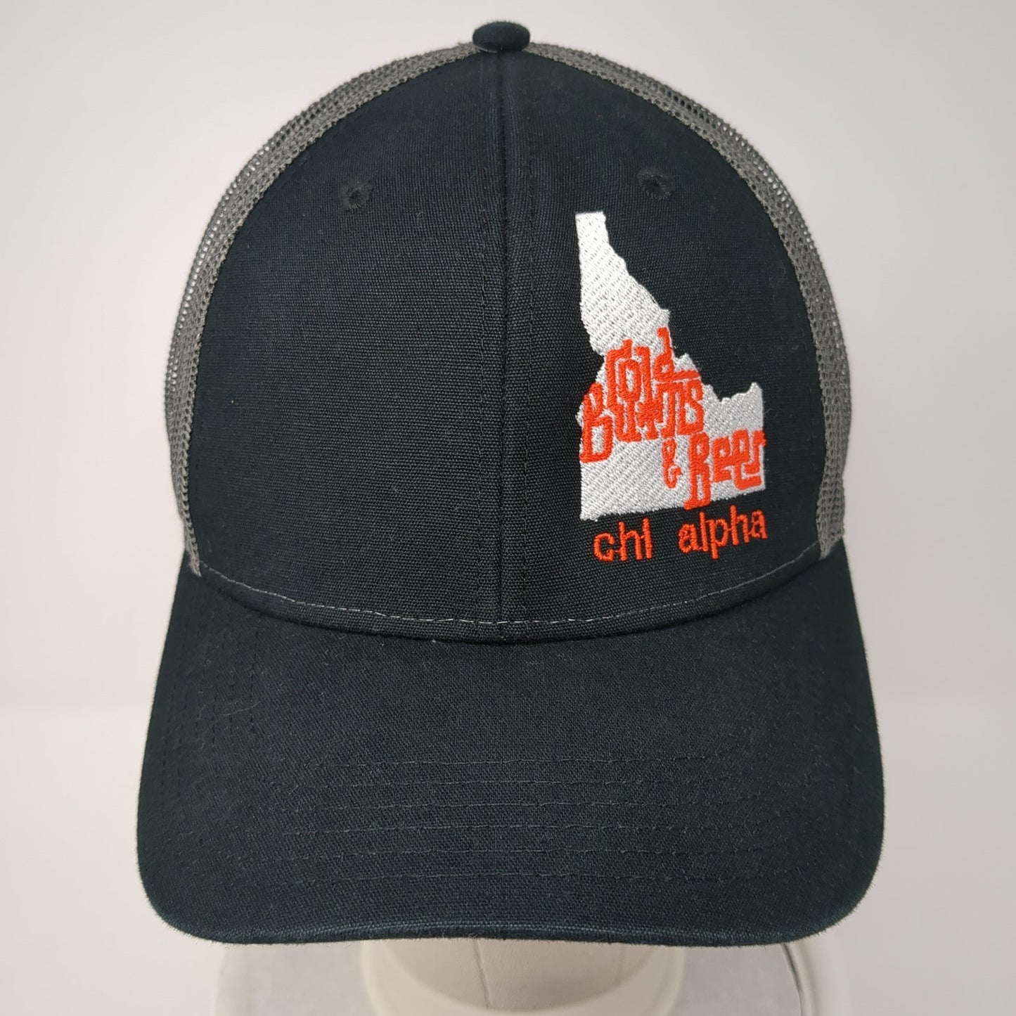 Chi Alpha Snapback Trucker Hat Black One Size Adjustable Mesh Back Otto