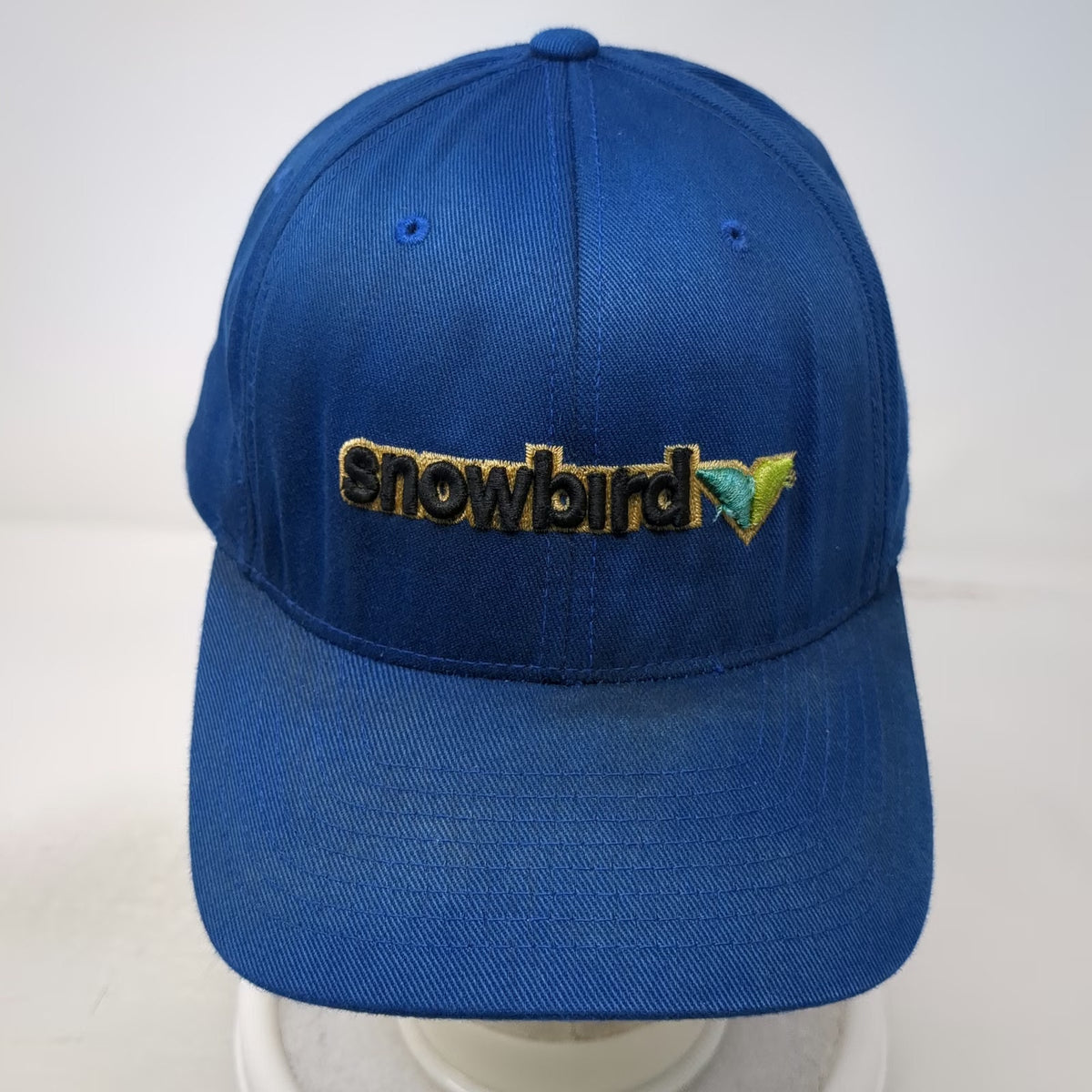 Flexfit Baseball Cap Blue XL Snowbird Ski Resort Logo Elastic Curved Brim Hat