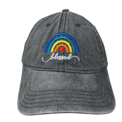 Blessed Slideback Hat Gray OSFM Adjustable Embroidered Rainbow Home Free