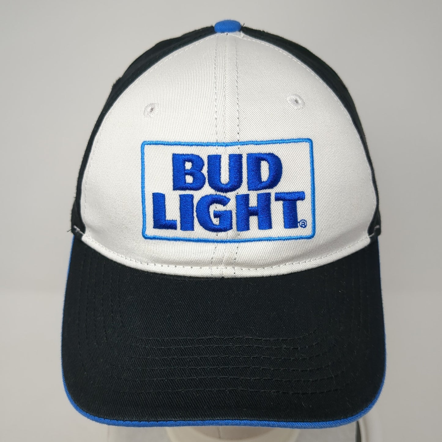 Bud Light Snapback Hat Black One Size Adjustable Embroidered 6 Panel Cotton