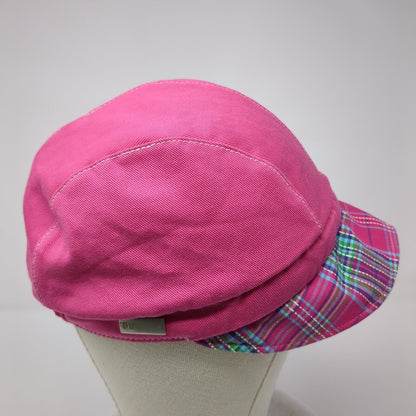 Puma Fitted Flat Cap Newsboy Pink One Size Plaid Embroidered Logo