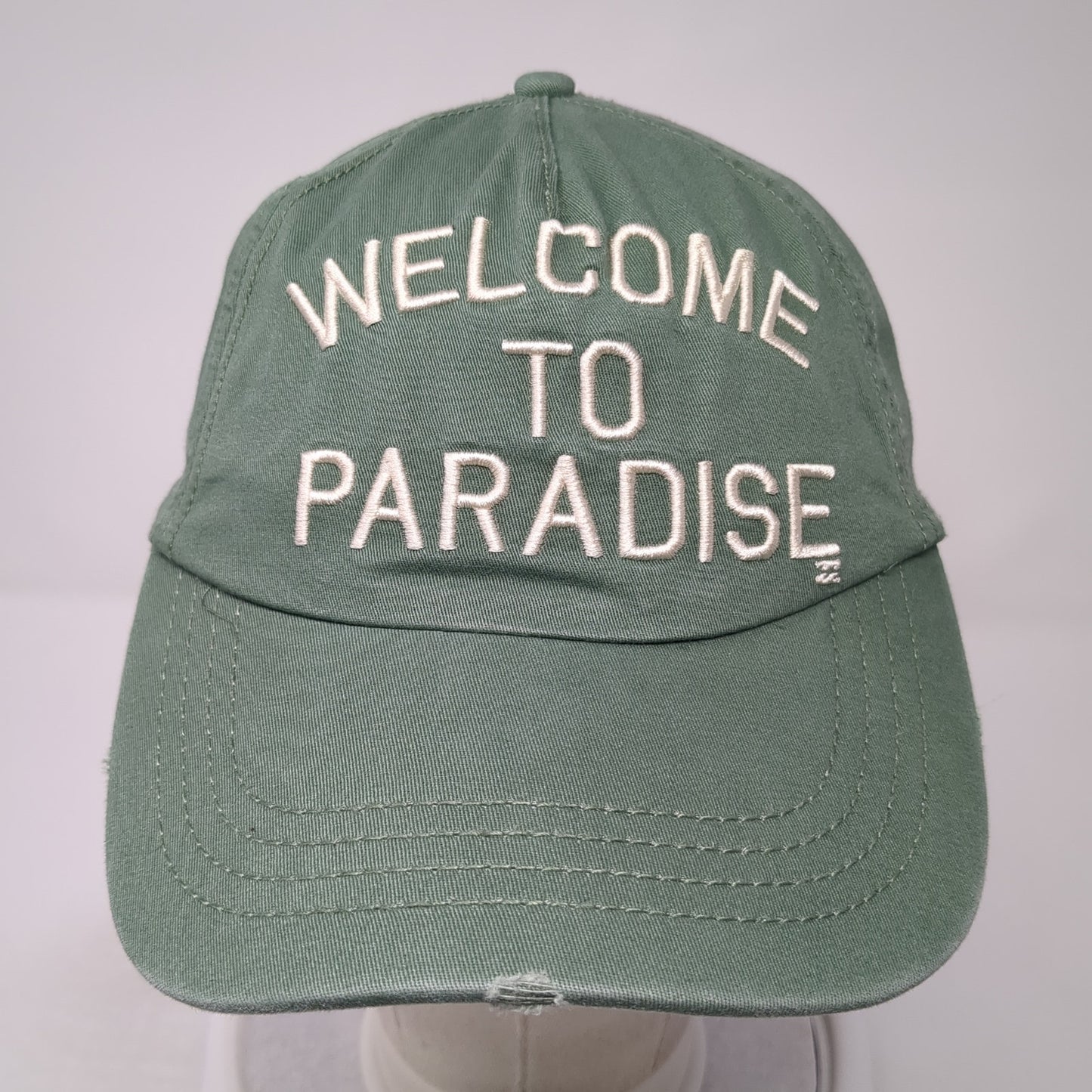 Welcome To Pardise Slideback Baseball Cap Green One Size Adjustable Billabong