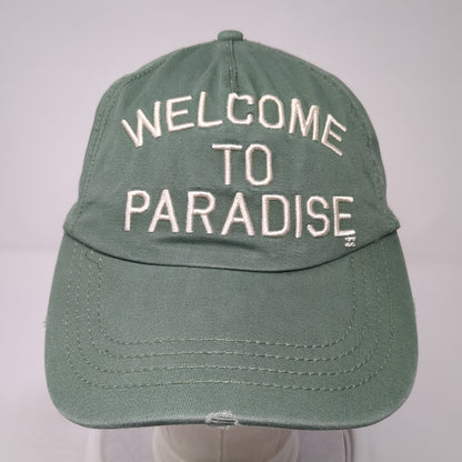 Welcome To Pardise Slideback Baseball Cap Green One Size Adjustable Billabong