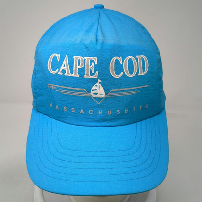 J Hats 5 Panel Blue Hat One Size Cape Cod Massachusetts Sailboat Nylon Snapback