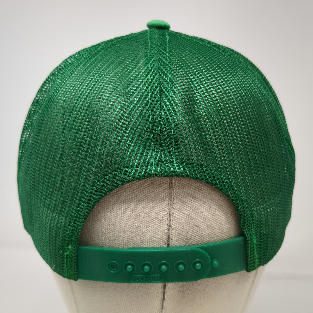 Young An Trucker Hat Green Coleman Patch Mesh Back Snapback Lantern Vintage