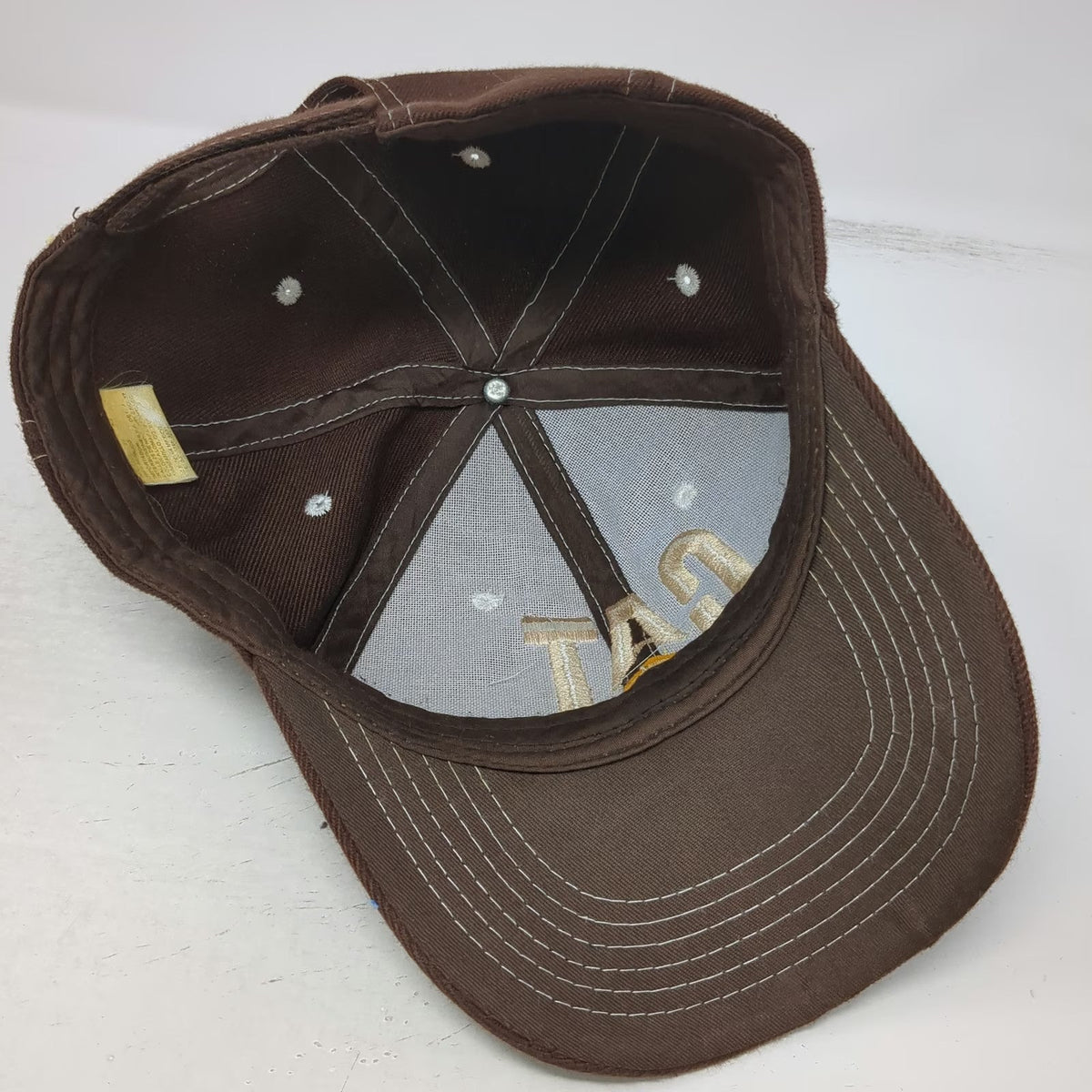 Caterpillar Baseball Cap Brown One Size Logo Strapback Contrast Stitching Hat