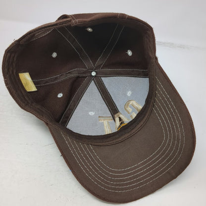 Caterpillar Baseball Cap Brown One Size Logo Strapback Contrast Stitching Hat