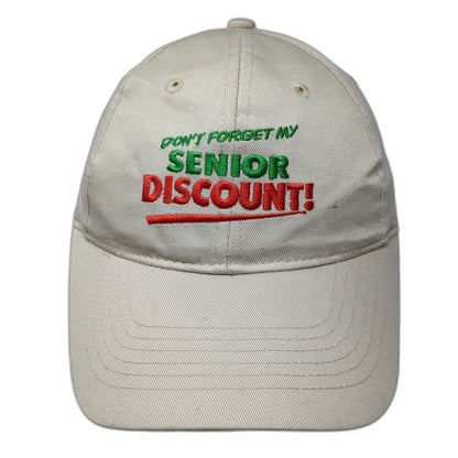 Baseball Cap Beige One Size Senior Discount Funny Slogan Humor Curved Brim Hat