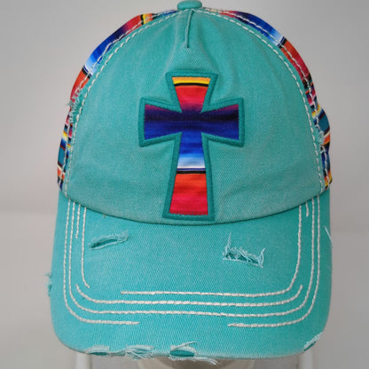 KBETHOS Baseball Cap Green OSFM Serape Cross Distressed Strapback Hat Western