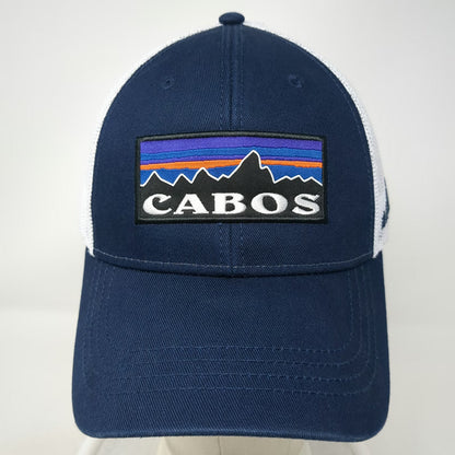 BananaBay Trucker Hat Blue One Size Cabos Mountain Patch Mesh Snapback Logo
