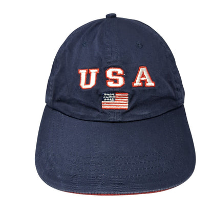 USA Flag 2001 Slideback Hat Blue One Size Solid Adjustable Embroidered