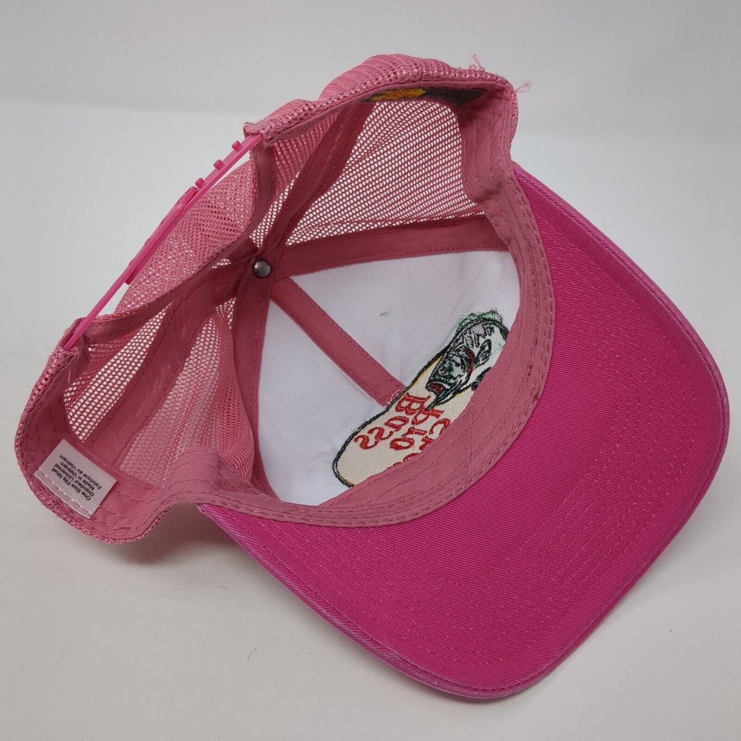 Bass Pro Shops Snapback Trucker Hat Pink OS Adjustable Mesh Back Gone Fishing